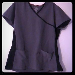 Divine stretch grey black scrubs top.   Worn 3x